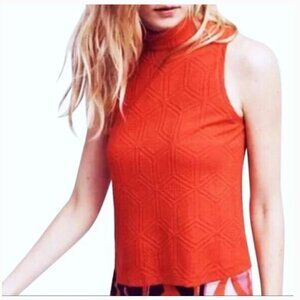 ANTHROPOLOGIE Postmark | Poppy Red Texture Tank Mock Neck - size small